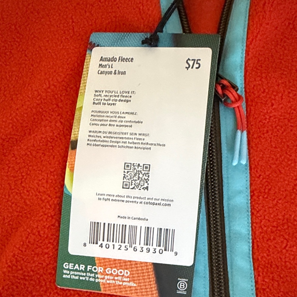 Cotopaxi Amado Fleece 1/2 Zip Men’s Large NWT - Picture 3 of 3